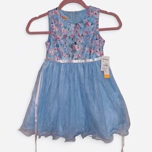 Purple Rose Blue Girl’s Floral Tul Dress Size 6 NWT